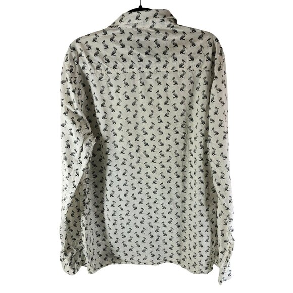 Noize Amstrdm Mens Button Down Shirt Bird Print Cotton White XL - Picture 3 of 5